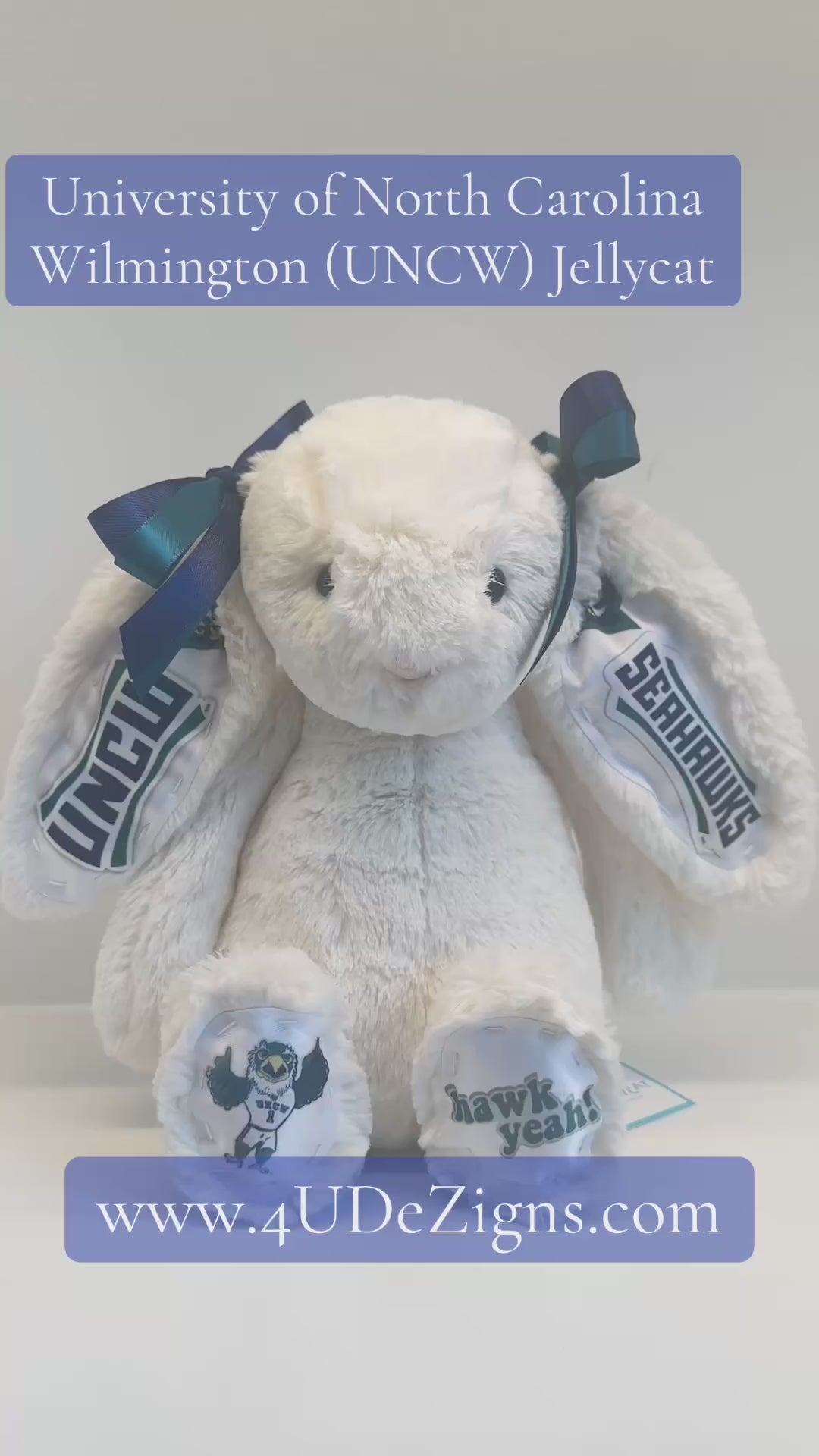 University of North Carolina Wilmington (UNCW) Custom College Jellycat Bashful Bunny
