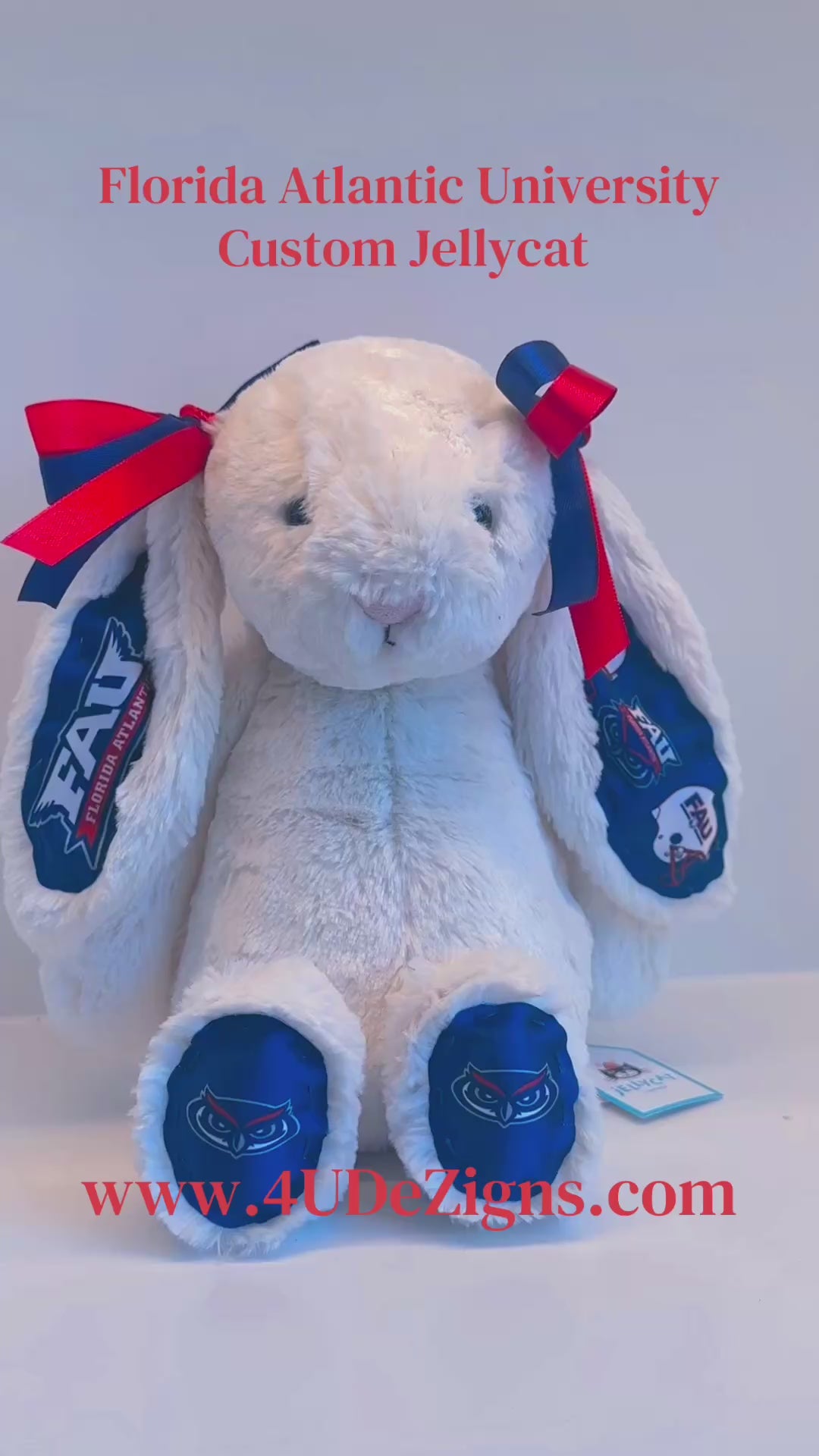 Florida Atlantic University (FAU) Custom College Jellycat Bashful Bunny
