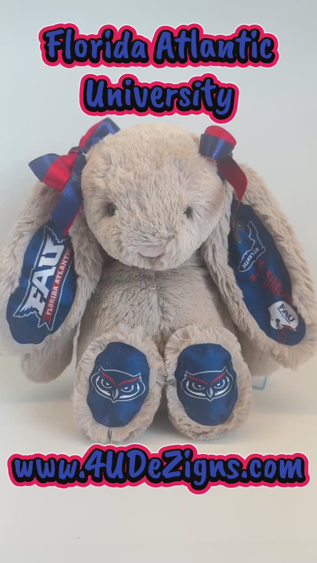 Florida Atlantic University (FAU) Custom College Jellycat Bashful Bunny