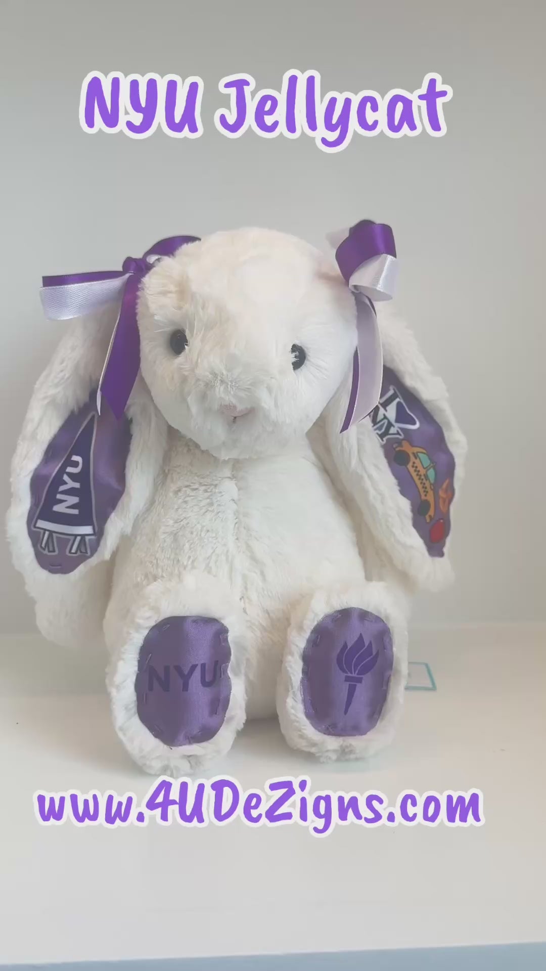 New York University (NYU) Custom College Jellycat Bashful Bunny