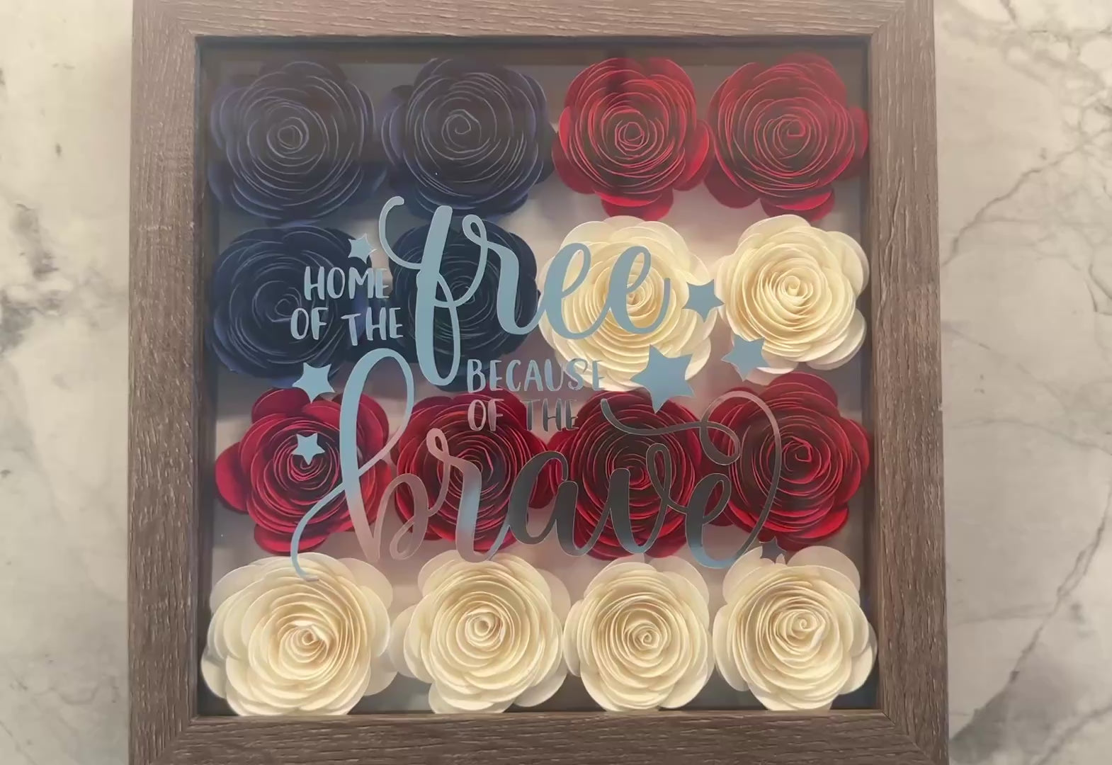 Customizable USA Patriotic Flower Shadow Box | Perfect Gift for Military, Law Enforcement, July 4th, Memorial Day