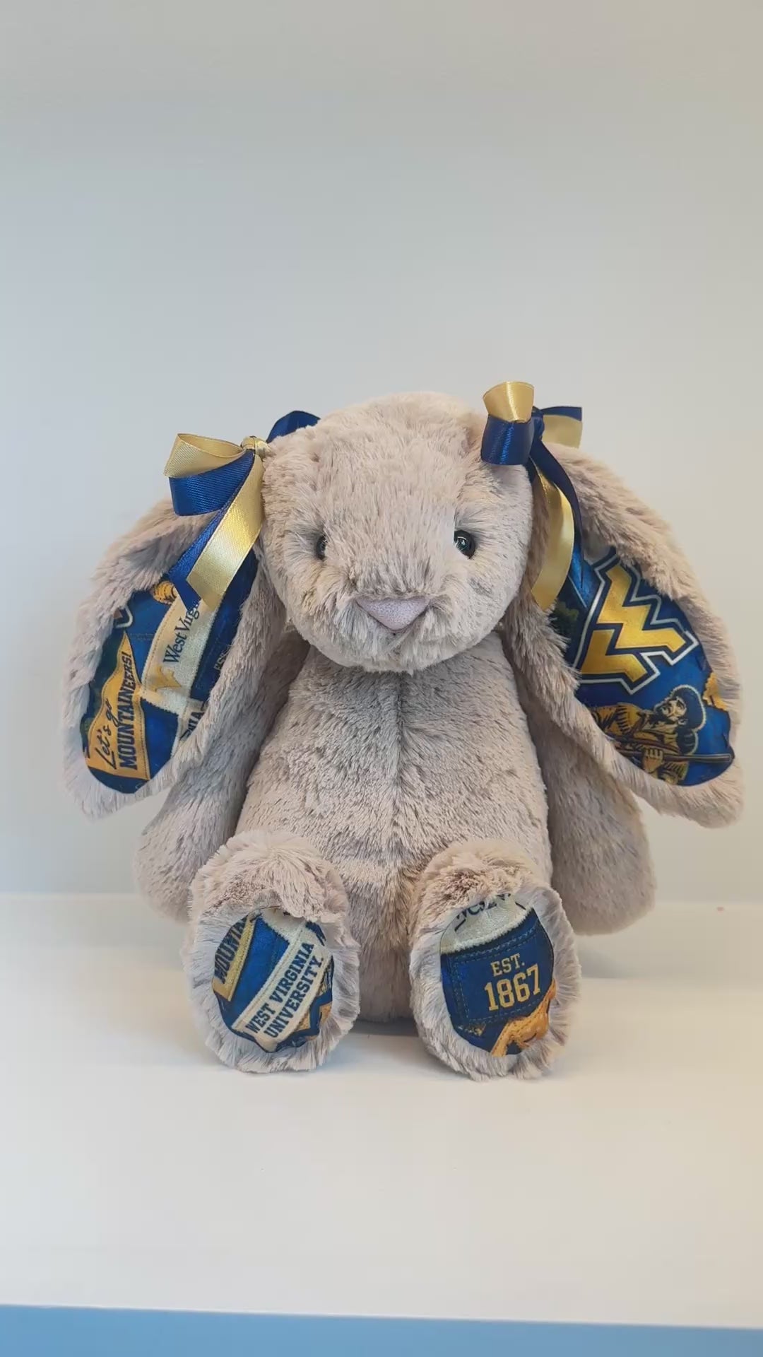 West Virginia University (WVU) Custom College Jellycat Bunny