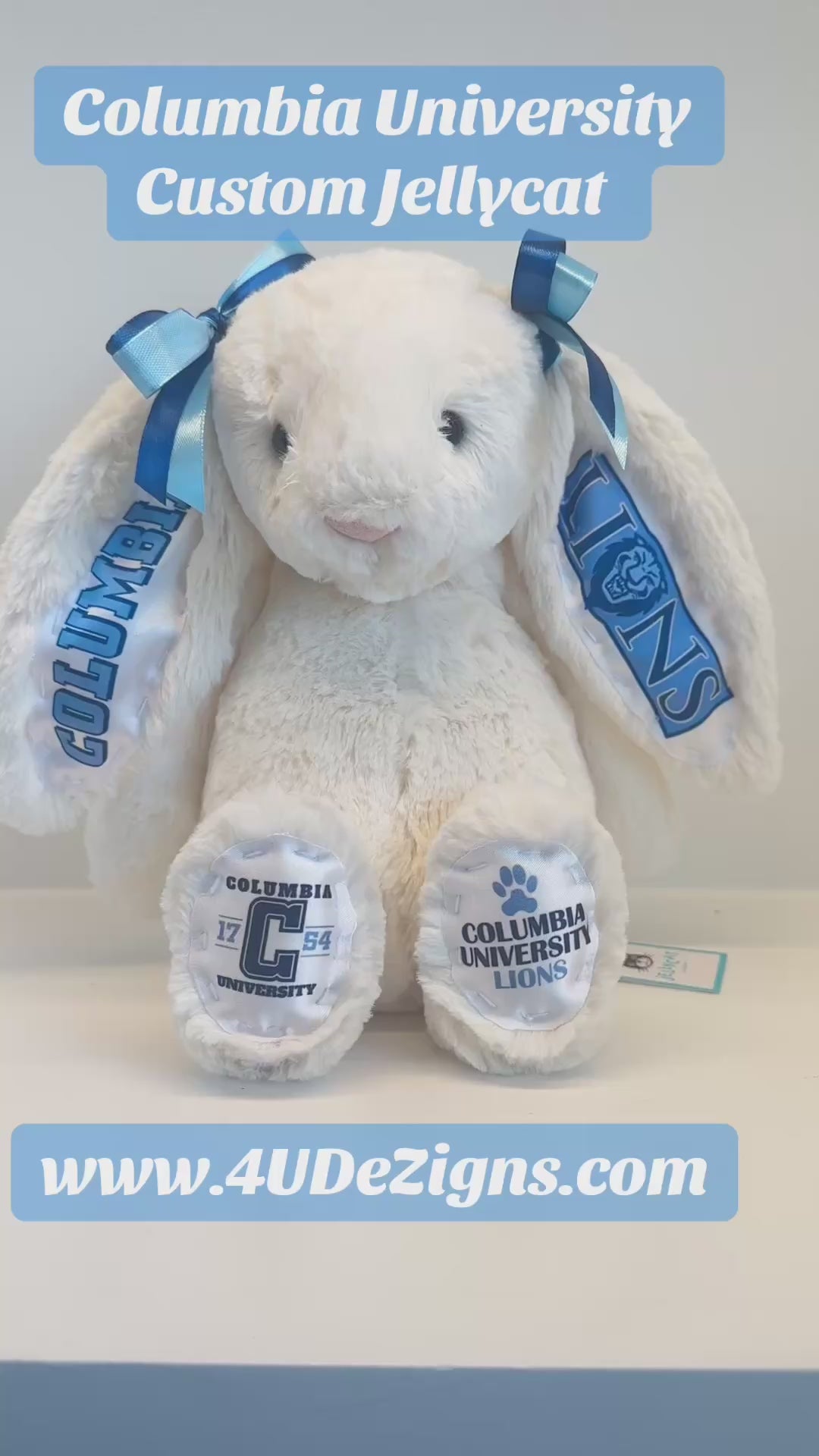 Columbia University  Custom College Jellycat Bashful Bunny