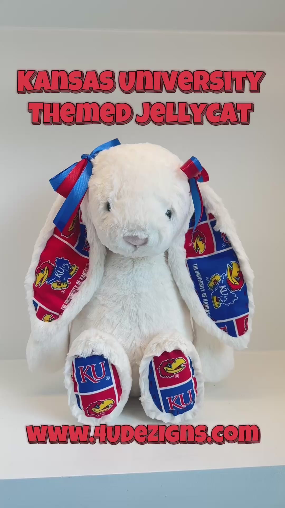 University of Kansas Custom College Jellycat Bashful Bunny