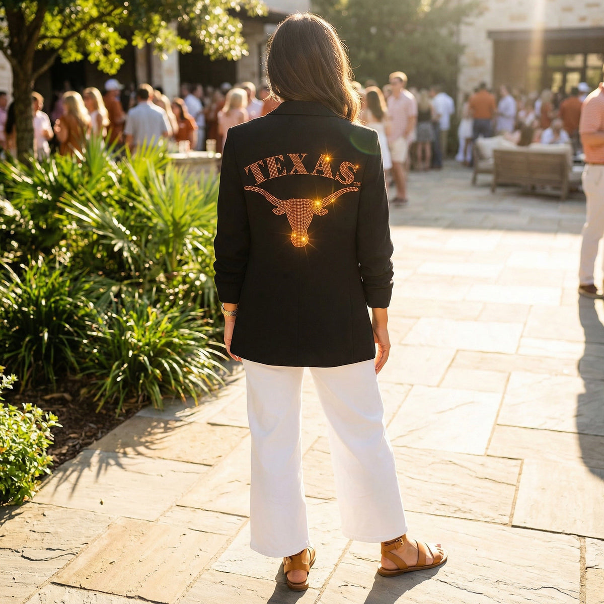 University of Texas-Austin Longhorn Black Ruched Sleeve Blazer