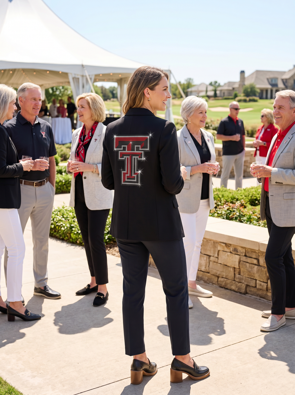 Texas Tech Double T Ruched Black Blazer