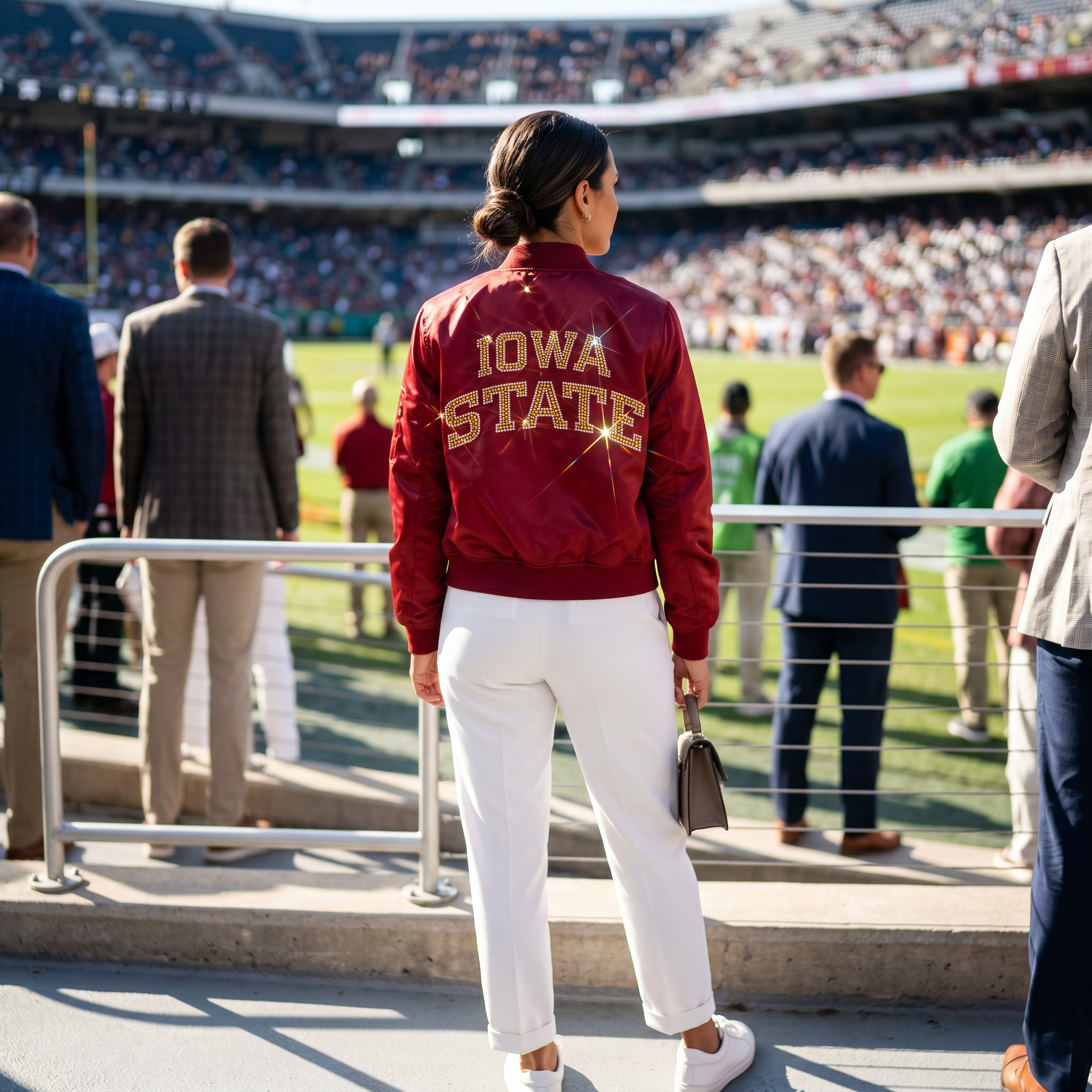 Iowa State Curved Maroon Bomber Jacket