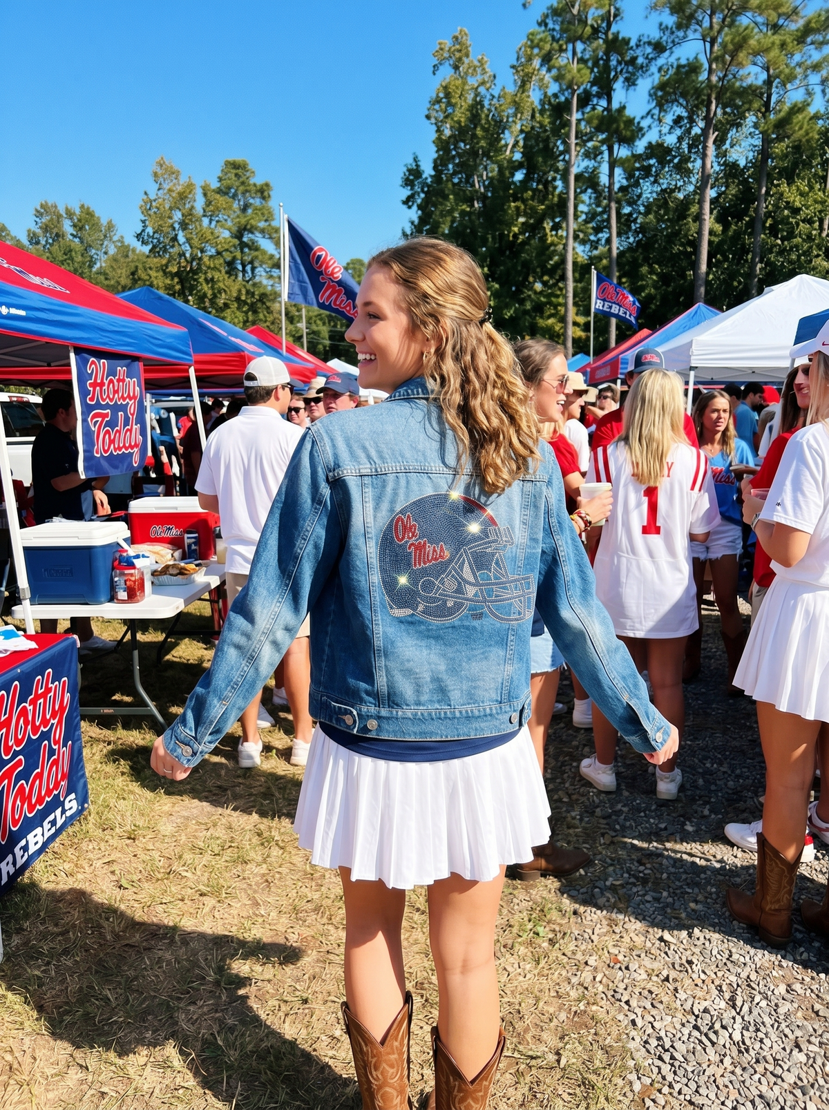 University of Mississippi Helmet Blue Denim Jacket