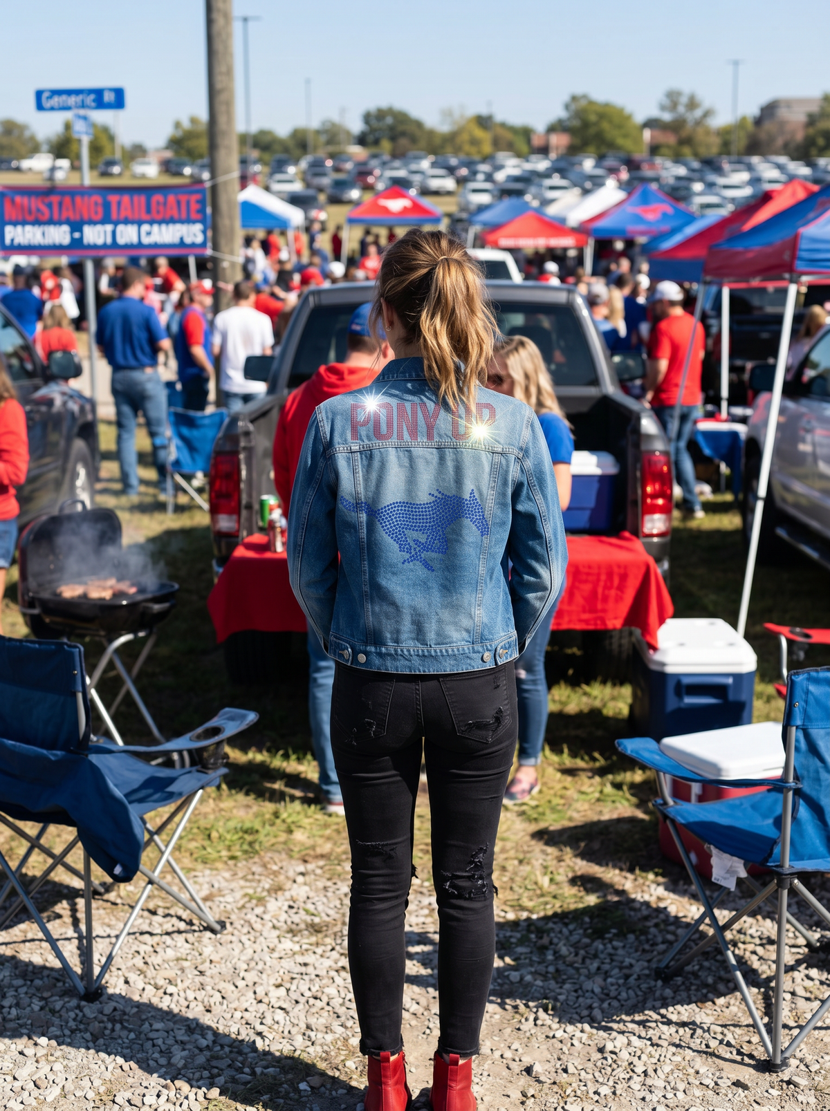 SMU Pony Up Blue Mustang Blue Denim Jacket
