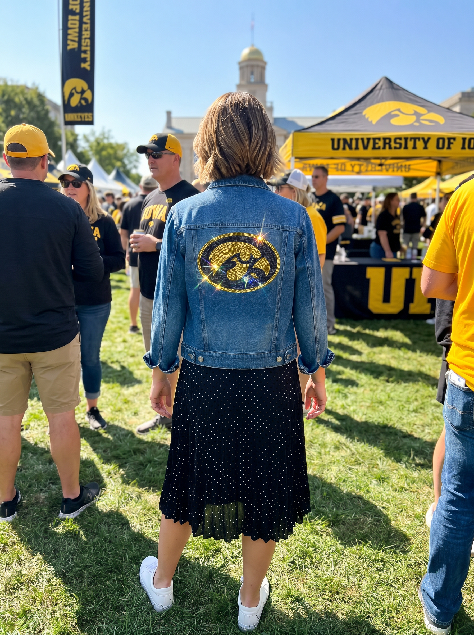 University of Iowa Oval Tigerhawk Blue Denim Jacket