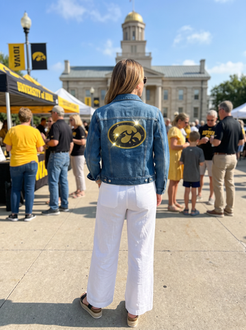 University of Iowa Oval Tigerhawk Blue Denim Jacket