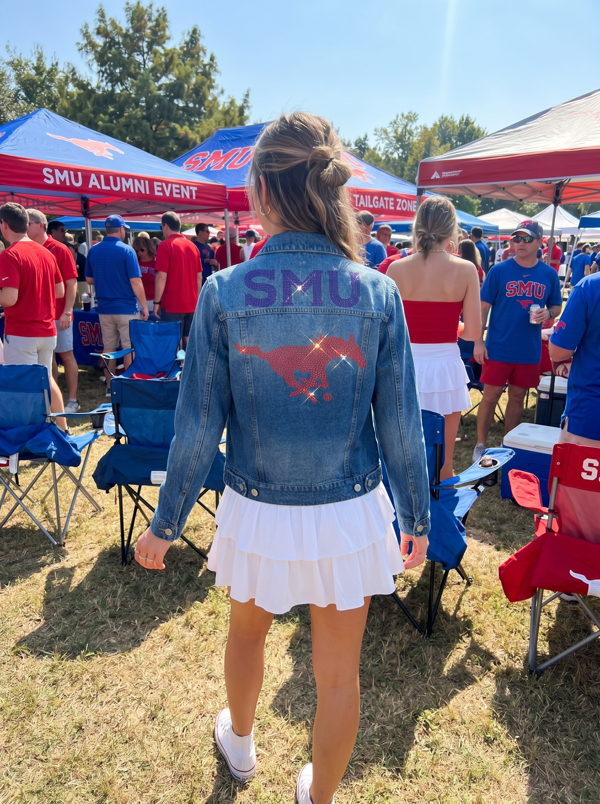 SMU Mustang Blue Denim Jacket