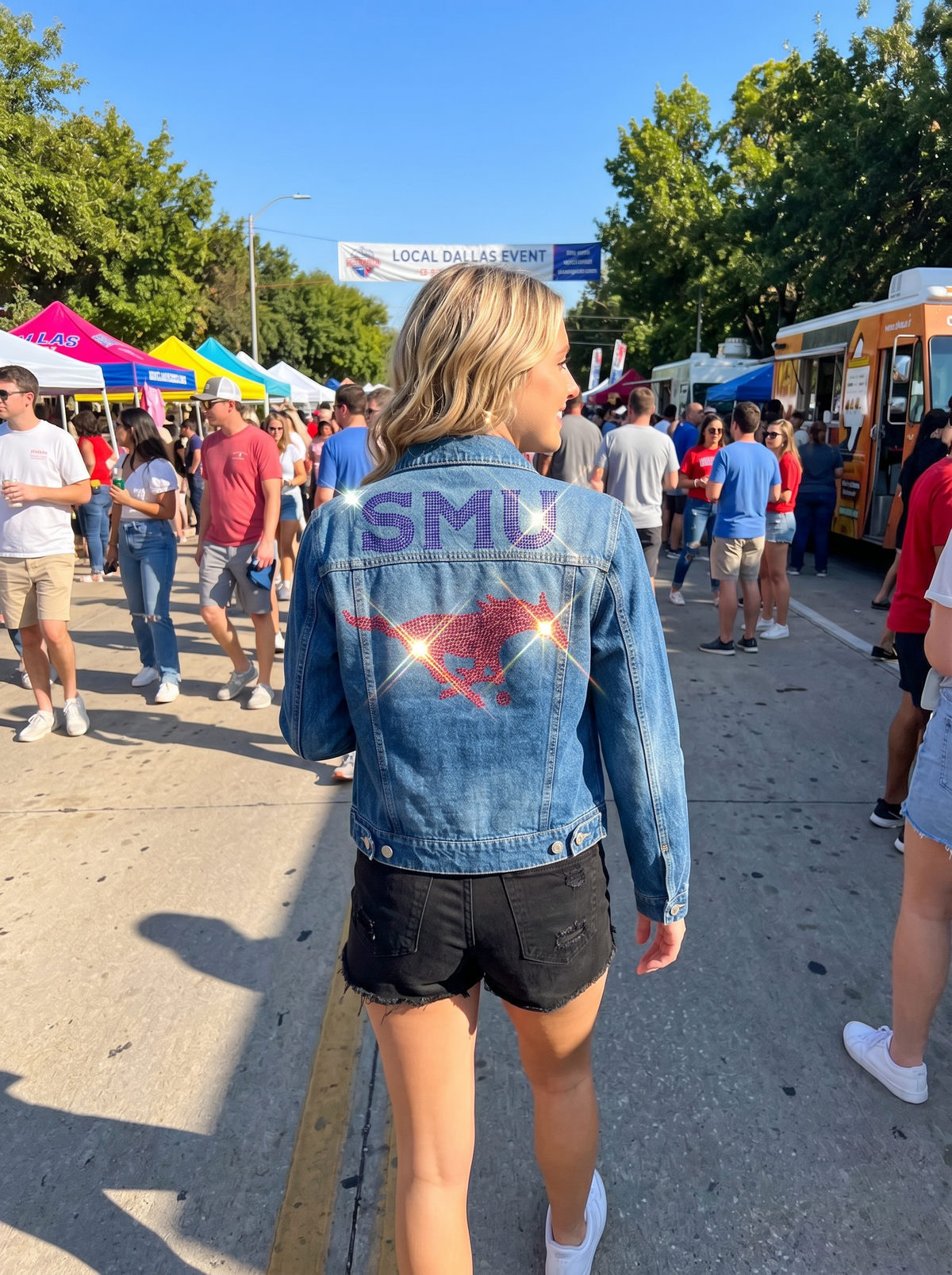 SMU Mustang Blue Denim Jacket