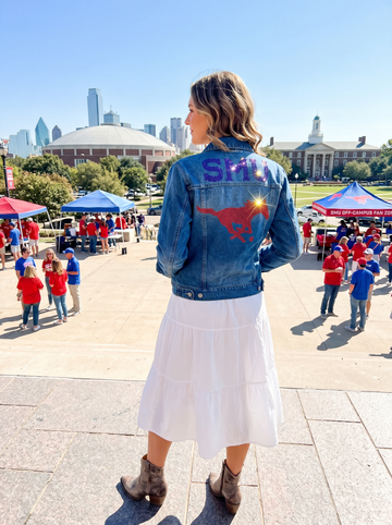 SMU Mustang Blue Denim Jacket