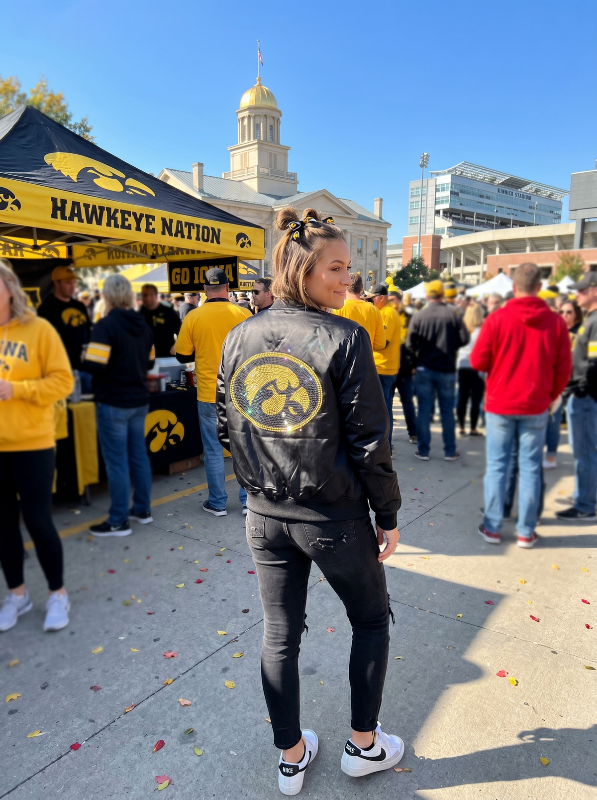 University of Iowa Oval Tigerhawk Black Bomber
