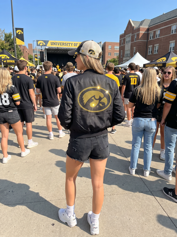 University of Iowa Oval Tigerhawk Black Bomber