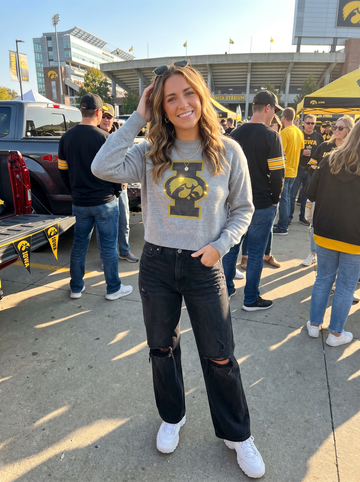 University of Iowa Block I with Tigerhawk Gray Crewneck Sweater