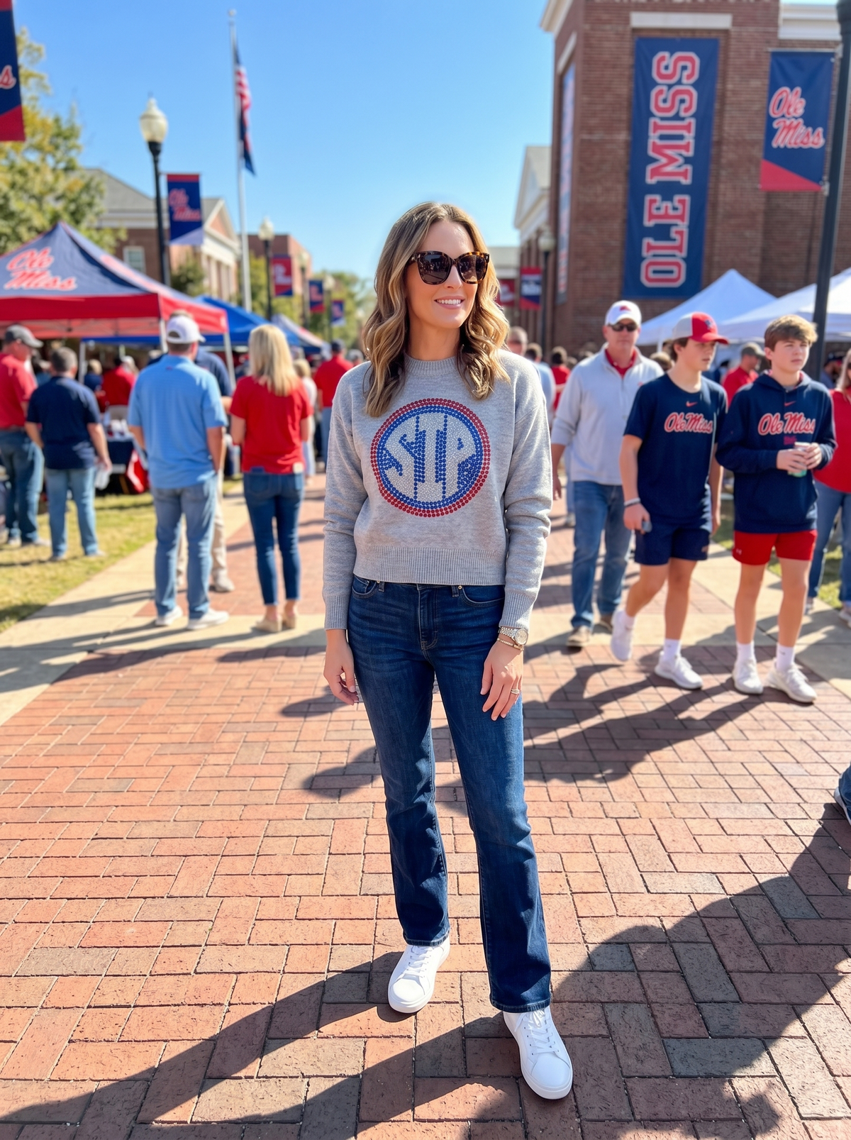 University of Mississippi SIP Decal Gray Crewneck Sweater
