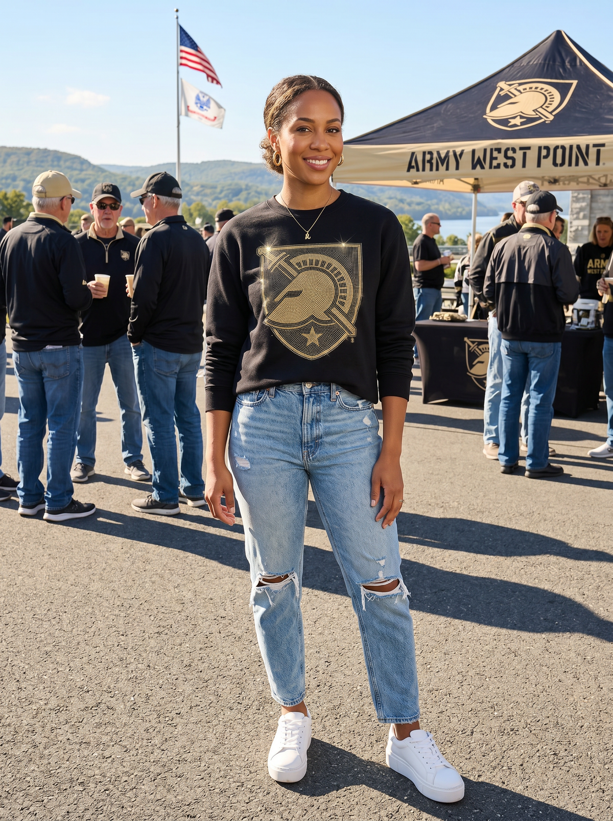 Army West Point Black Knights Shield Crewneck Black Sweatshirt