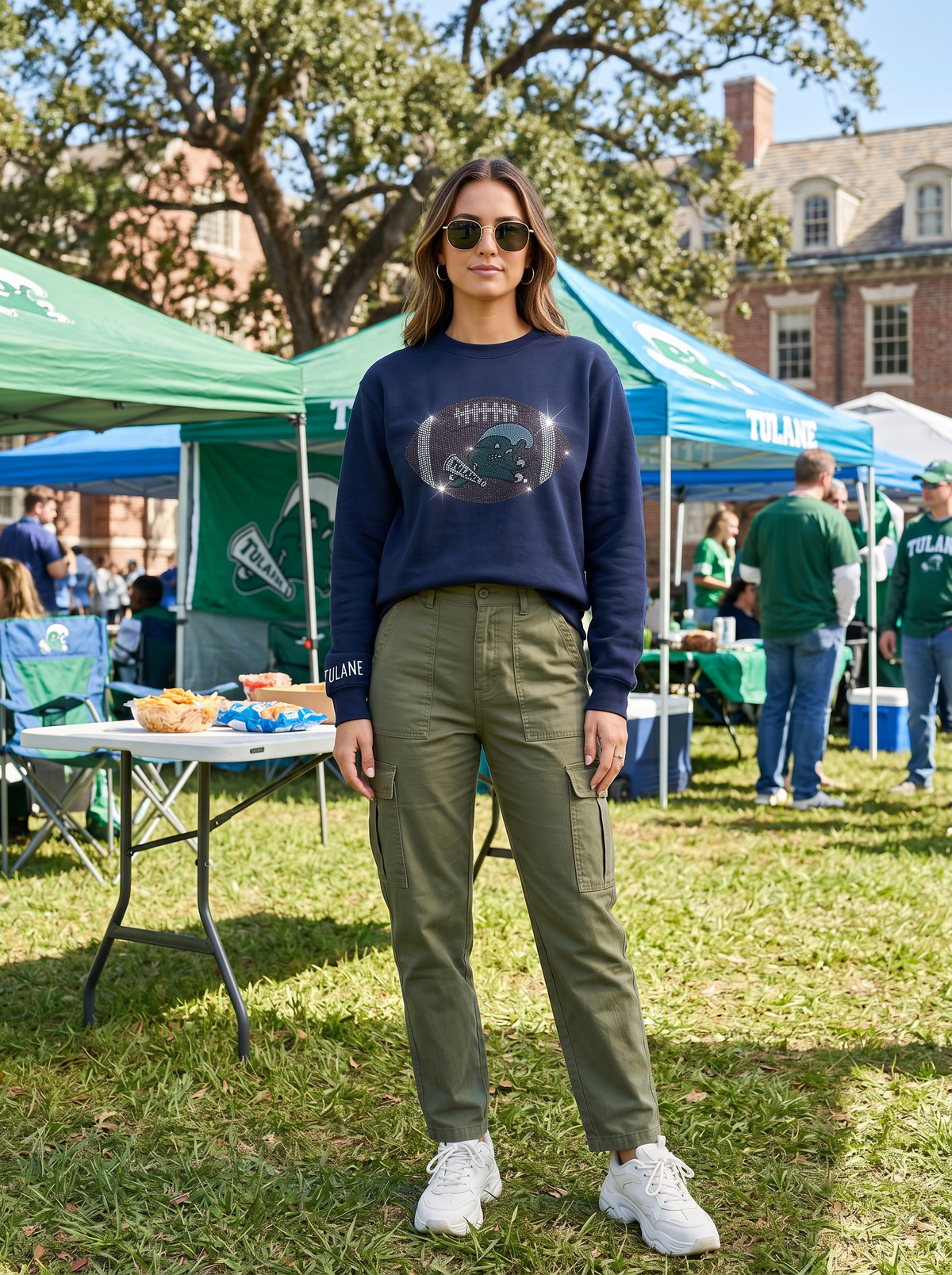 Tulane Football Navy Crewneck Sweatshirt