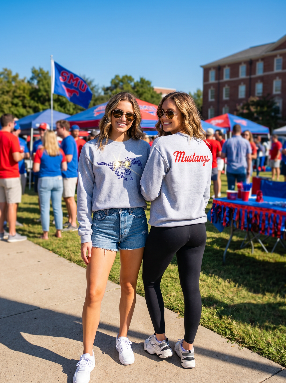 SMU Mustangs Crewneck Grey Sweatshirt