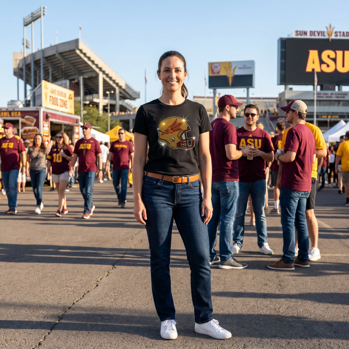 Arizona State Helmet Black Crewneck T-Shirt