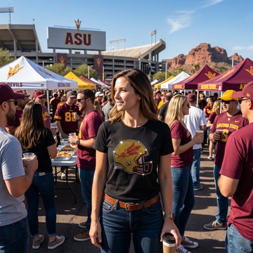 Arizona State Helmet Black Crewneck T-Shirt