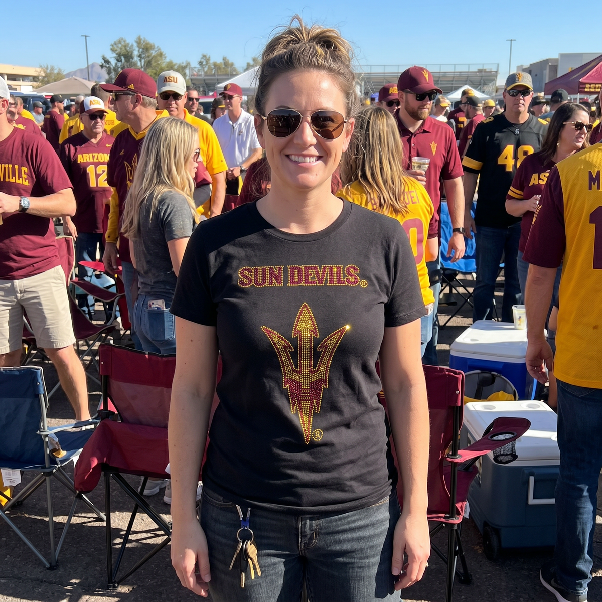 Arizona State Sun Devils Fork Black Crewneck T-Shirt