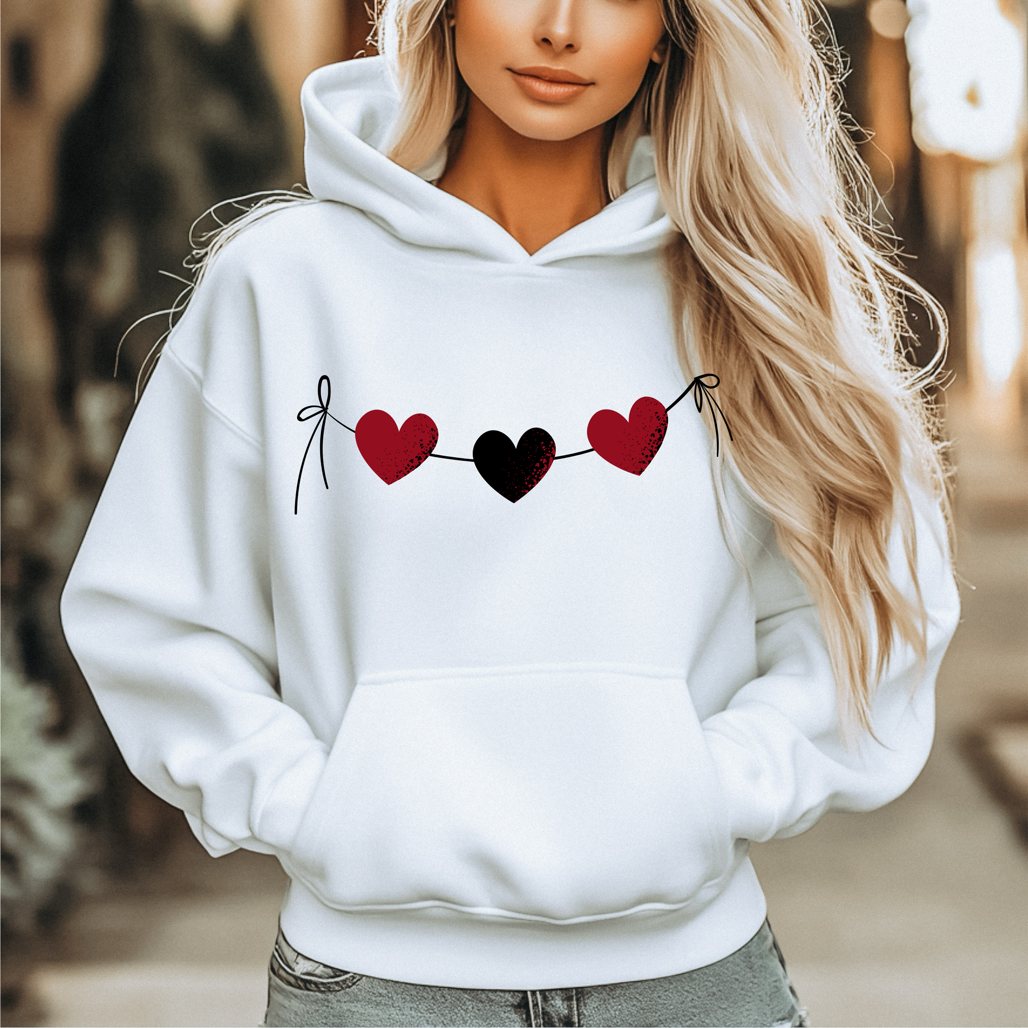 Customizable: Red and Black Hearts Hoodie