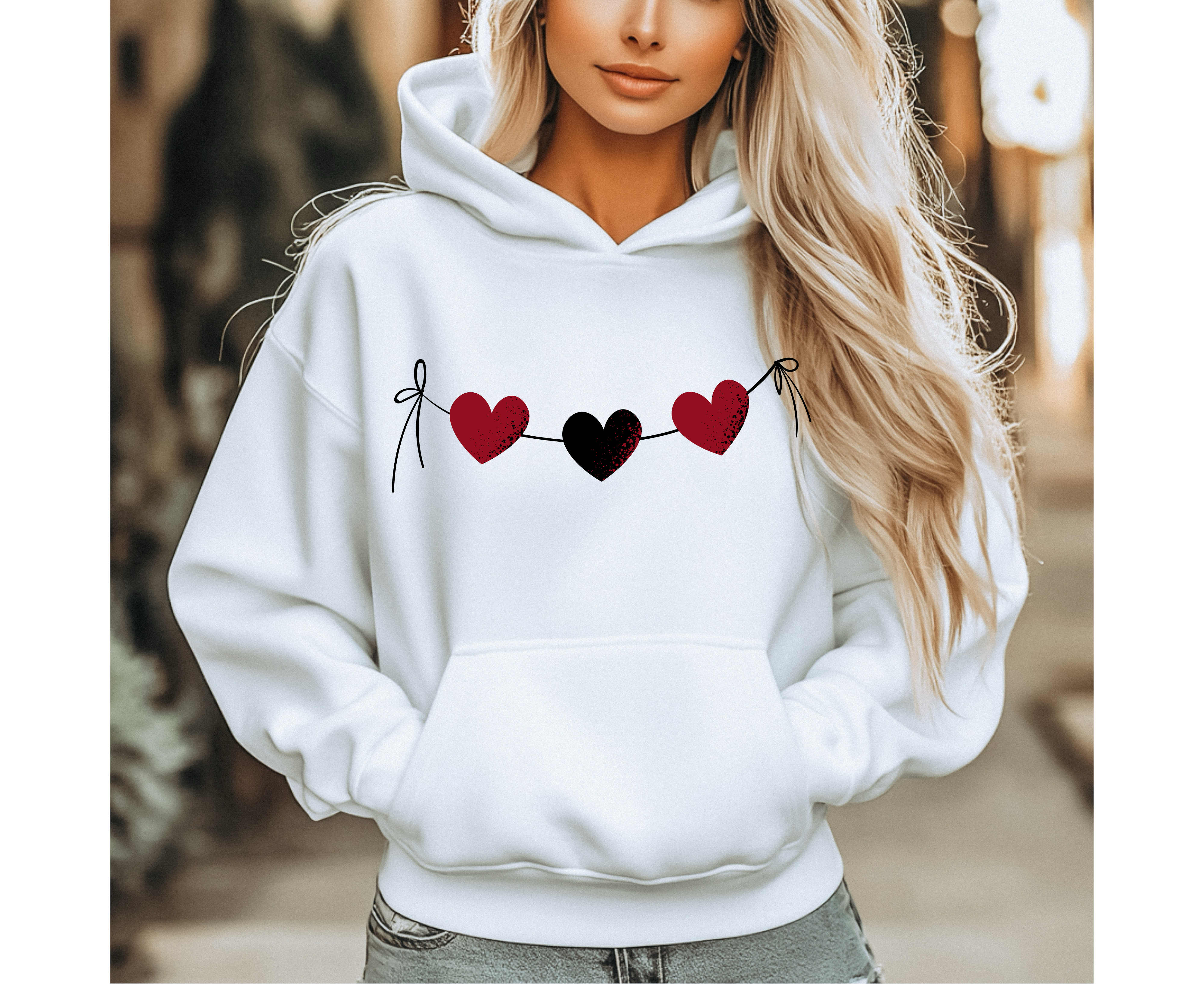 Customizable: Red and Black Hearts Hoodie
