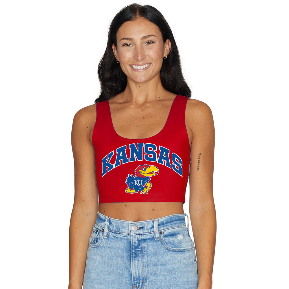 Kansas Jayhawks Red Crop Tank Top