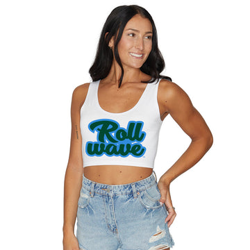 Tulane Roll Wave Cursive Crop Tank Top