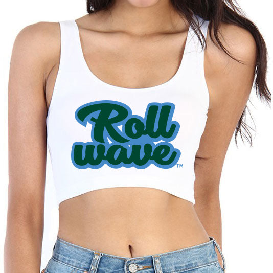 Tulane Roll Wave Cursive Crop Tank Top
