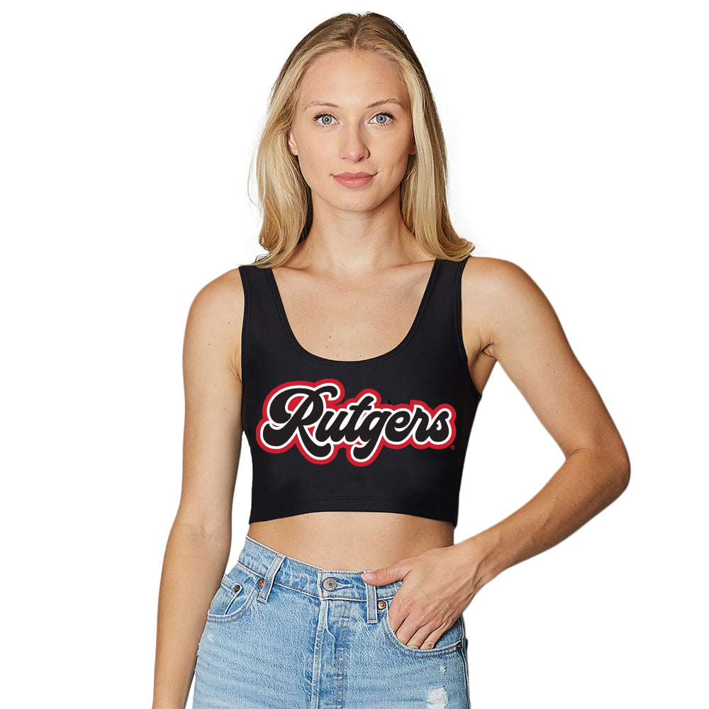 Rutgers Black Crop Tank Top