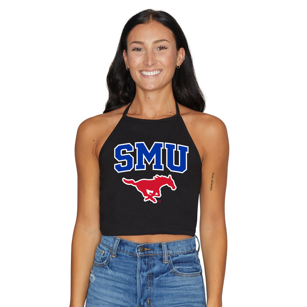 SMU Mustangs Black Halter Top