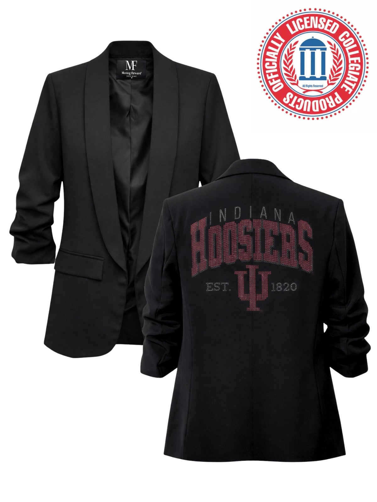Indiana University EST. 1820 Ruched Black Blazer