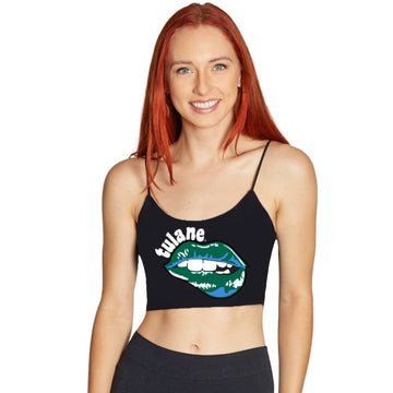 Tulane Lips Black Spaghetti Tank
