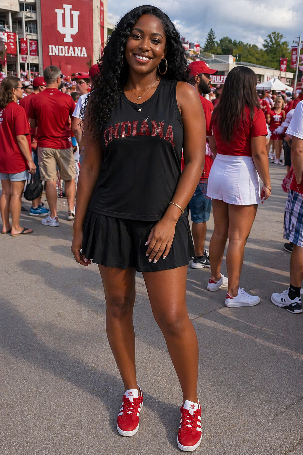 Indiana University Curve Black Tank Top