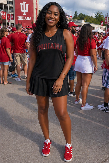 Indiana University Curve Black Tank Top