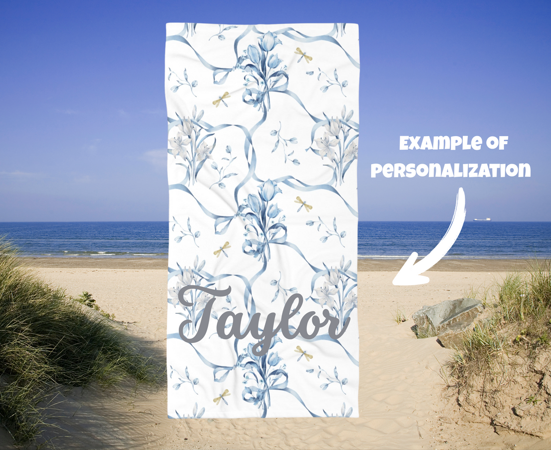 Customizable: Elegant Floral Beach Towel, Summer Accessory, Poolside Essential, Gift for Beach Lovers, Vacation Must-Have!