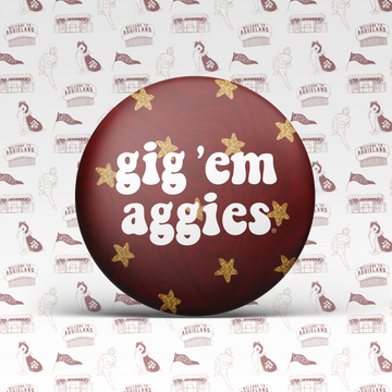 Gig 'Em Aggies Swirl Star Button