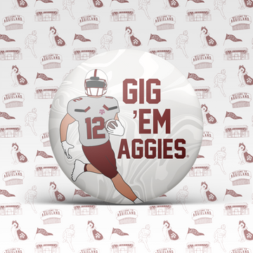 Gig 'Em Aggies Football Player Button