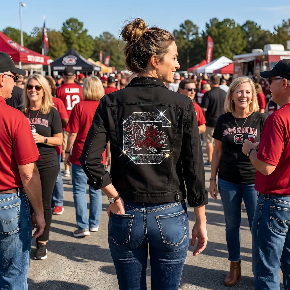 University of South Carolina Gamecock C Black Denim Jacket