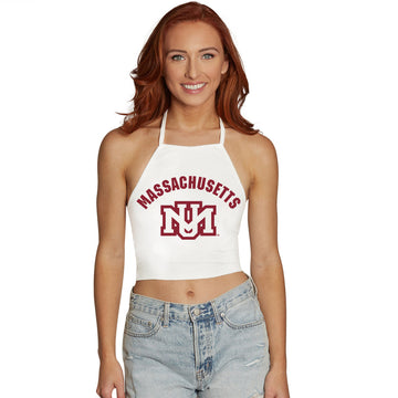 UMass Vintage White Halter Top