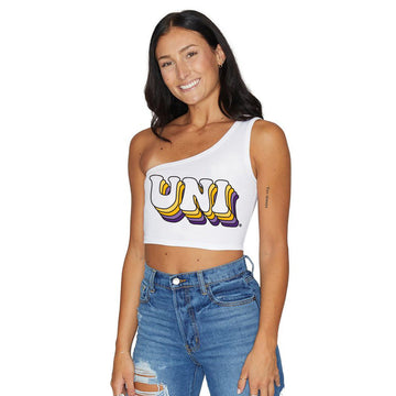 Northern Iowa Panthers Retro White One Shoulder Top