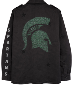 Michigan State Spartans Helmet Black Shacket
