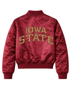 Iowa State Curved Maroon Bomber Jacket