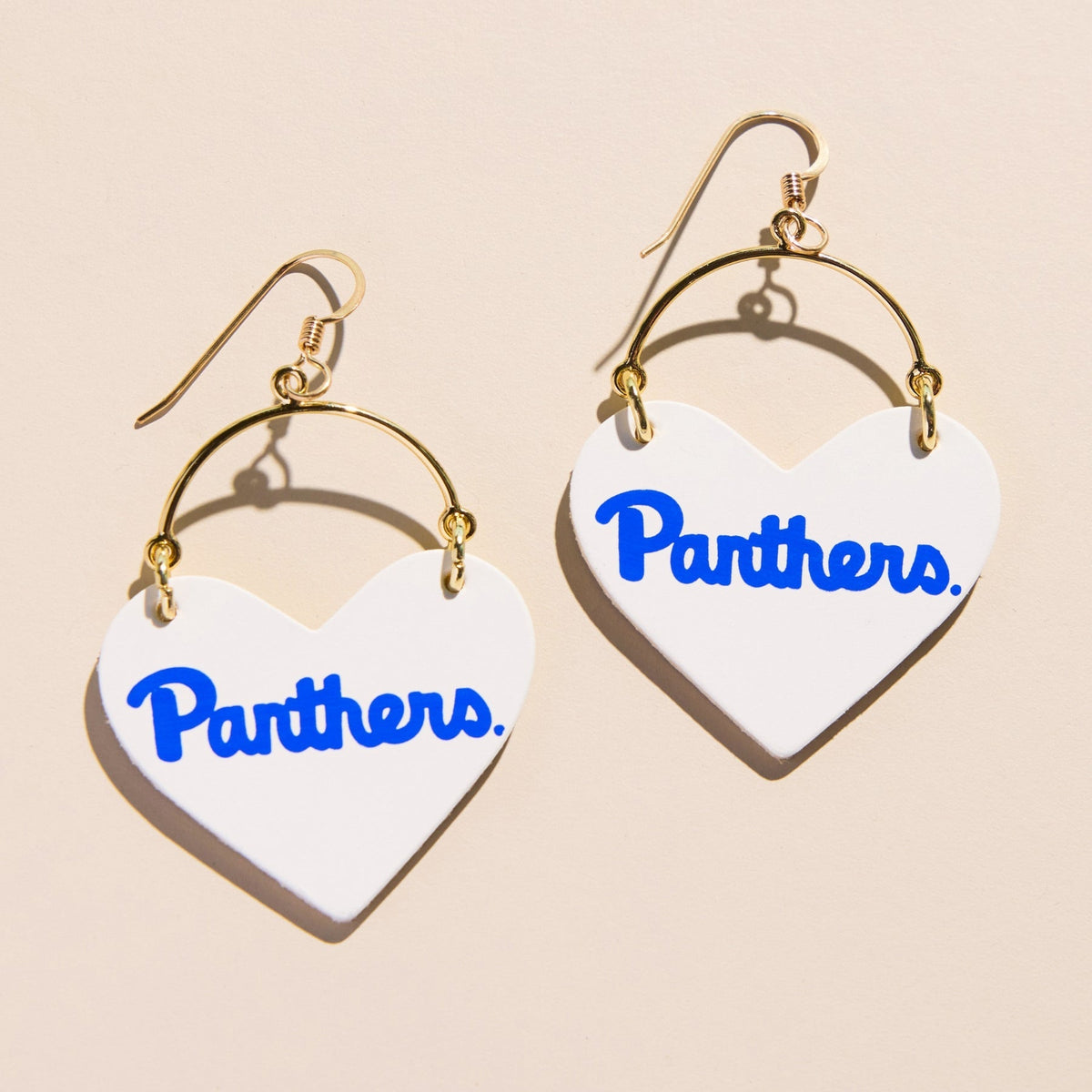 White University of Pittsburgh Panthers Script Lover Heart Hoop Earrings