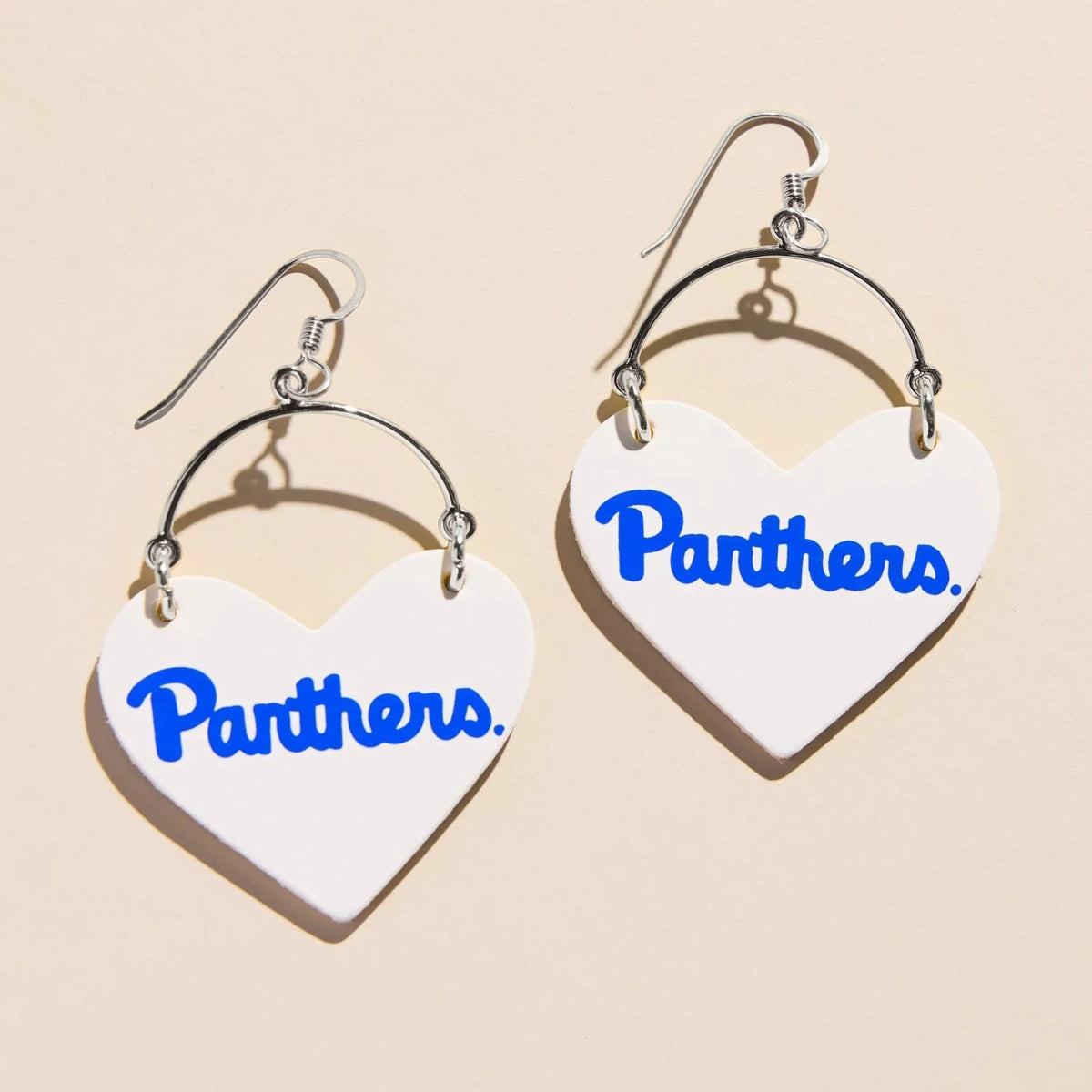 White University of Pittsburgh Panthers Script Lover Heart Hoop Earrings