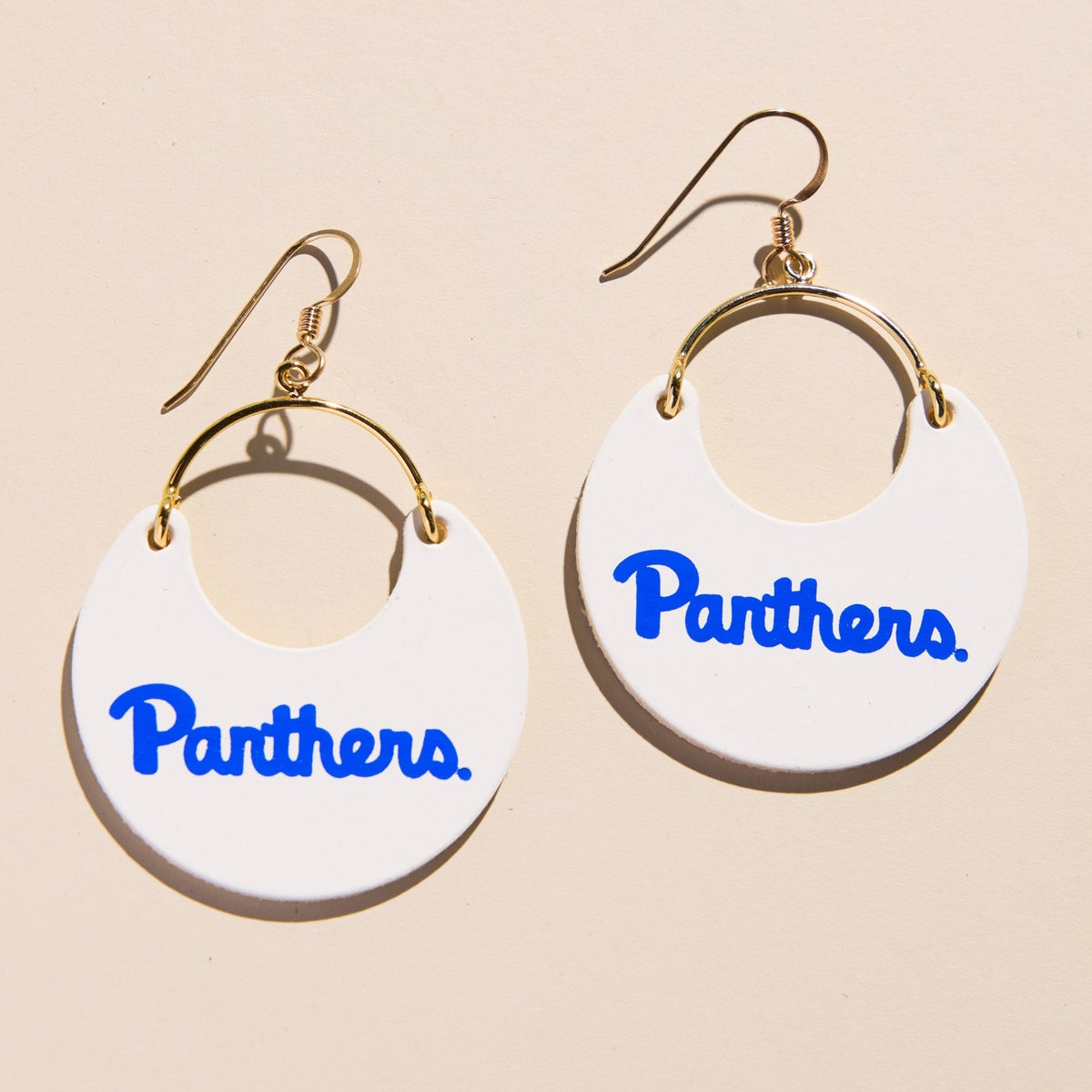 White University of Pittsburgh Panthers Script Nina Leather Hoop Earrings